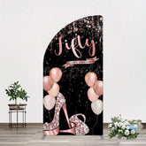 Lofaris Glitter Balloon High Heel Birthday Half Moon Arch Backdrop